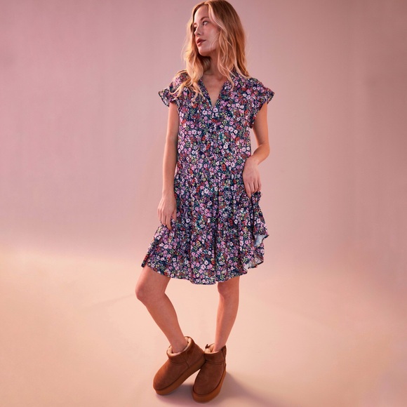 NWT Anthropologie Sundry Field Dress In Deep Navy Size Medium - Picture 13 of 15